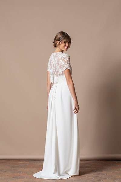 Dos du Top Montaigne blanc de l’ensemble Jupe Paris – Atelier Emelia